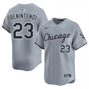 #23 Andrew Benintendi Men's Gray Chicago White Sox Embroidery Jerseys 972042-454