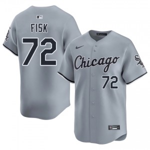 #72 Player Carlton Fisk Go-Go Sox Men's Gray Jersey 910489-846