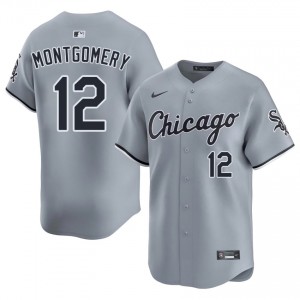 #12 Colson Montgomery Mens Gray Embroidery Sox Jersey 523065-413