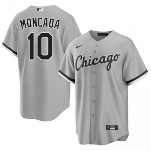 #10 Yoan Moncada Grey Men White Stockings Replica Jersey 849225-752