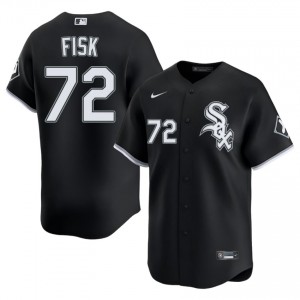 #72 Limited Sox Mens Carlton Fisk Black Jerseys 506525-213