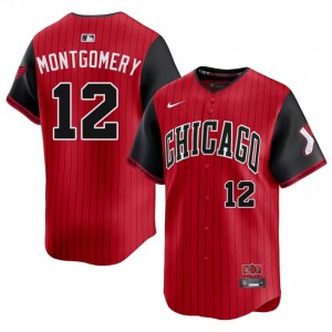 #12 Colson Montgomery City Connect CWS Popular Mens Red/Black Jerseys 561899-319