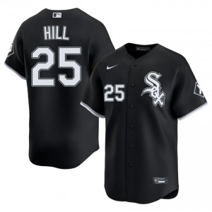 #25 Derek Hill Stitched White Stockings Men Black Jerseys 385738-612