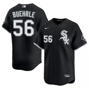 #56 Limited White Stockings Men Black Mark Buehrle Jersey 544794-898