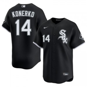 #14 White Stockings Paul Konerko Replica Men Black Jerseys 751843-650