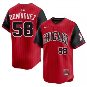 #58 City Connect Go-Go Sox Mens 2026 Seranthony Dominguez Red/Black Jerseys 692117-527