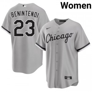 #23 Women's Grey White Sox Replica Andrew Benintendi Jerseys 769479-822