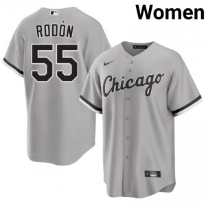 #55 MLB Carlos Rodon White Sox Grey Women Jersey 385720-673