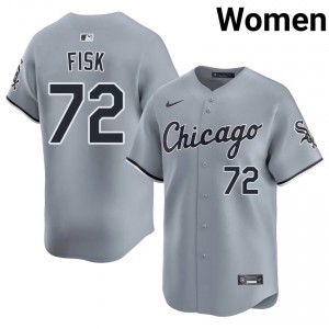 #72 Carlton Fisk White Stockings Player Women Gray Jerseys 202368-592