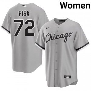 #72 Women's Sox Grey New Carlton Fisk Jersey 794145-800