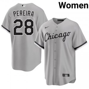 #28 Replica Everson Pereira South Side Hitmen Grey Women's Jerseys 443808-746
