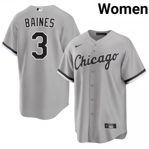 #3 Harold Baines Grey White Sox Replica Women Jersey 346642-526