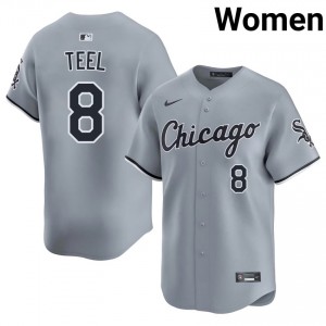 #8 Chicago White Sox Women's Gray Kyle Teel New Jerseys 984442-949