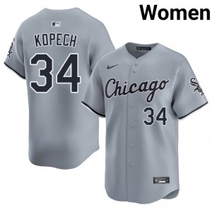 #34 Michael Kopech New Gray White Stockings Women Jerseys 543231-373