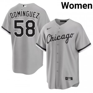#58 Women's Game Grey White Sox Seranthony Dominguez Jerseys 412688-314