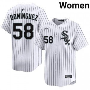 #58 Womens Official Chicago White Sox White Seranthony Dominguez Jersey 534878-887