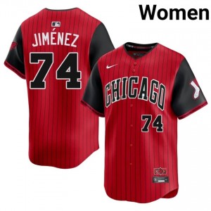 #74 City Connect Red/Black Women's White Stockings Eloy Jimenez Replica Jersey 829082-976
