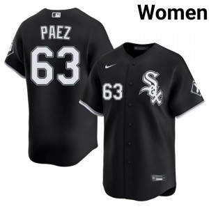 #63 Chicago White Sox Black Women's Player Jedixson Paez Jerseys 235353-884