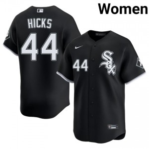 #44 Jordan Hicks Black Women's Embroidery White Stockings Jersey 755975-861