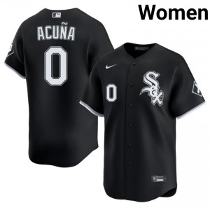 #0 White Stockings Game Black Luisangel Acuna Womens Jersey 831570-470