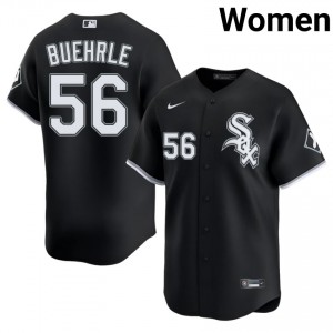 #56 Mark Buehrle Black Replica ChiSox Women Jersey 420845-739