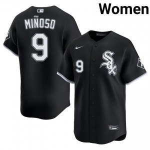 #9 Womens Minnie Minoso MLB Chicago White Sox Black Jersey 536556-975