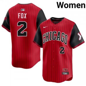 #2 City Connect Player Nellie Fox Red/Black Womens White Sox Jersey 849835-981