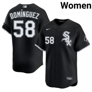 #58 MLB Black Womens Seranthony Dominguez Chicago White Sox Jerseys 141974-648