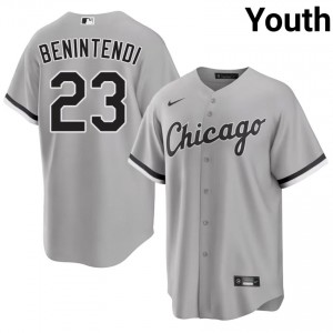 #23 Andrew Benintendi Youth Grey Game White Sox Jerseys 350484-401