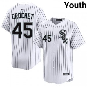 #45 Garrett Crochet Youth White Chicago White Sox Embroidery Jerseys 991410-640