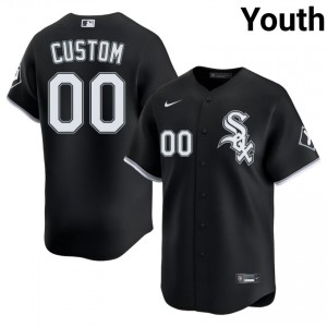 #00 White Sox Black Replica Custom Youth Jerseys 634674-411