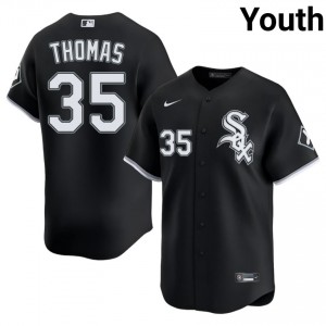 #35 Frank Thomas Youth Embroidery Black ChiSox Jerseys 319804-814