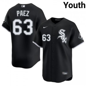 #63 Official White Stockings Youth Black Jedixson Paez Jersey 847715-766