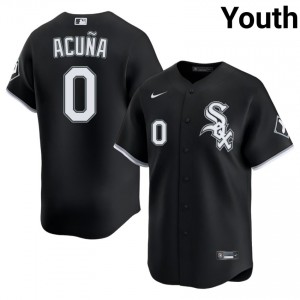 #0 Black White Stockings Youth Luisangel Acuna Stitched Jerseys 418420-332