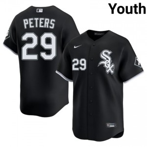 #29 Youth Game Tristan Peters White Sox Black Jerseys 654667-946